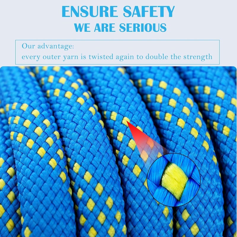 WEREWOLVES 8MM Climbing Rope, 32ft/65ft/98ft/165ft/246ft High Strength Outdoor Safety Static Rock Climbing Rope, Escape Rope, Rappelling Rope, Fire Rescue Parachute Rope - Image 4